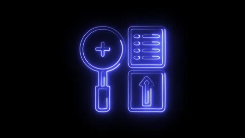 Data Collection Icon Isolated on Black Background, Information Neon Line Mo.. Stock Footage 325666969