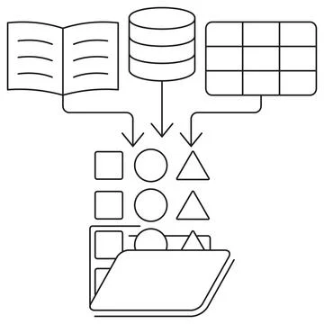 Data collection icon. Vector pictogram with thin black lines Stock Illustration