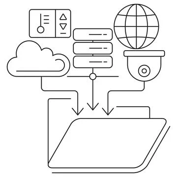 Data Collection icon. Vector pictogram with thin black lines Stock Illustration