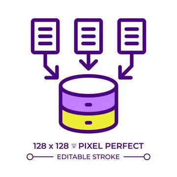 Data collection line color icon Stock Illustration