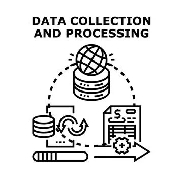 Data collection processing and global information analysis イラスト素材