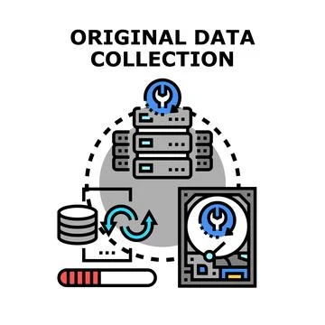 Data collection processing setup and management concept Stock Illustration
