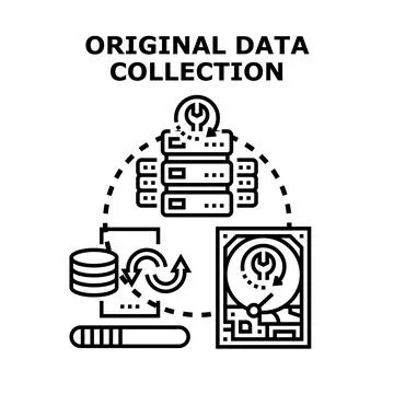 Data collection processing setup and management concept Stock Illustration