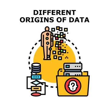 Data collection streams from various origins concept Stock Illustration