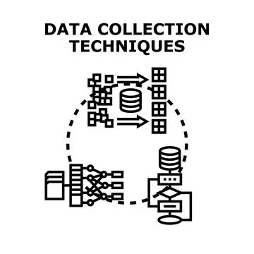 Data collection techniques process analysis and strategy Stock Illustration