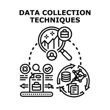 Data collection techniques process and business analysis 库存插图