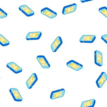 Data collection terminal isometric icon seamless pattern Stock Illustration