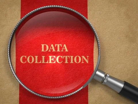 Data Collection through Magnifying Glass. Stock Illustration