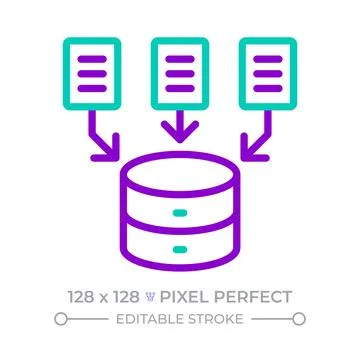 Data collection two color line icon Stock Illustration