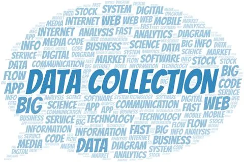 Data Collection vector word cloud, made with text only. Stock Illustration