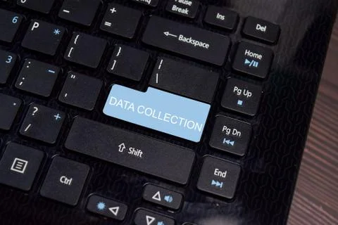 Data Collection write on keyboard isolated on laptop background Foto stock