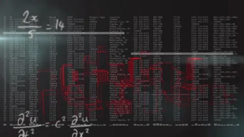 Data columns showing patterns as light streak sweeping right, math drifting and Stock Footage 331820277