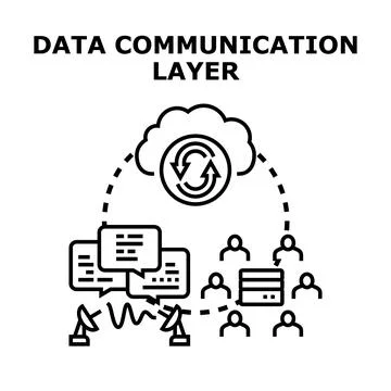Data communication layer networking users cloud service concept Illustrazione stock