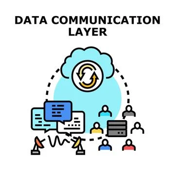 Data communication layer networking users cloud service concept Stock Illustration