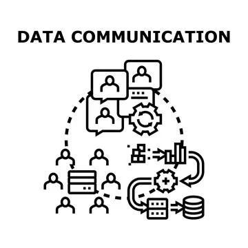 Data communication networking and information exchanging process Stock Illustration