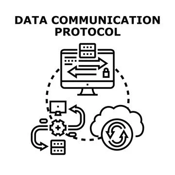 Data communication protocol exchange network concept Illustrazione stock