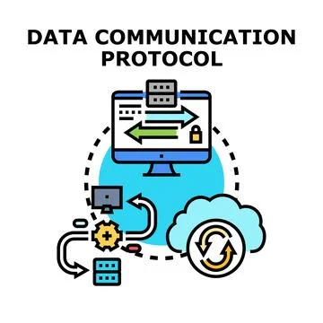 Data communication protocol exchange network concept Stock Illustration