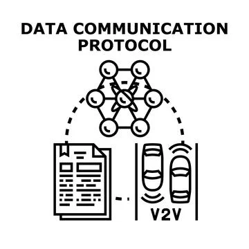 Data communication protocol for vehicle v2v network Illustrazione stock
