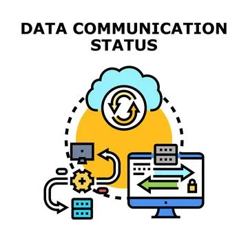 Data communication status networking connecting cloud storage Stock Illustration