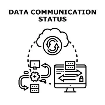 Data communication status networking connecting cloud storage Illustrazione stock