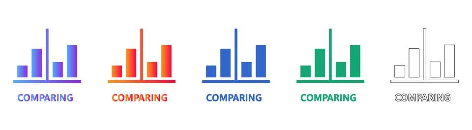 Data Comparing Bar Chart Icons Stock Illustration