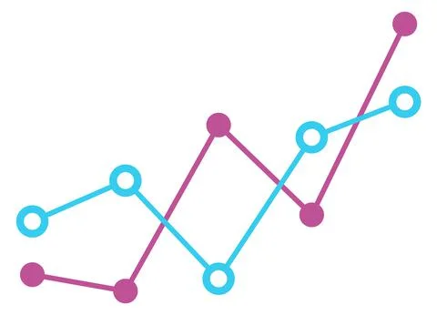 Data comparison chart. Point line diagram element 스톡 일러스트