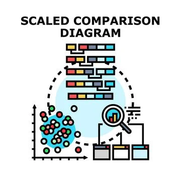 Data comparison diagram illustrating scaled analysis and visualization Stock Illustration