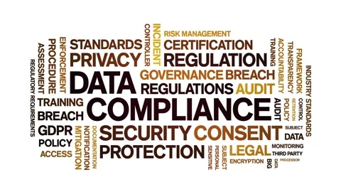 Data Compliance animated word cloud,animation kinetic typography seamless loop. Stock-Footage 308357238