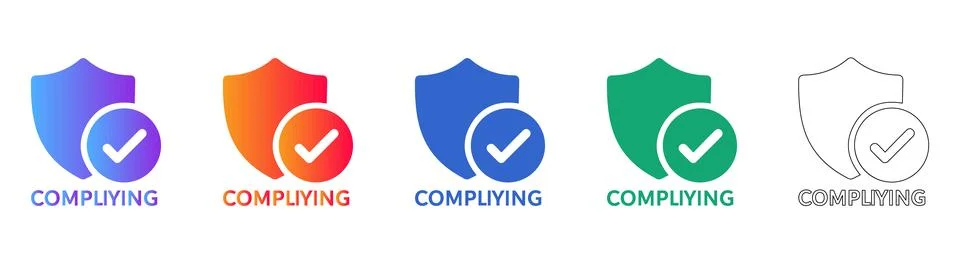 Data Compliance Shield Icons Set Stock Illustration