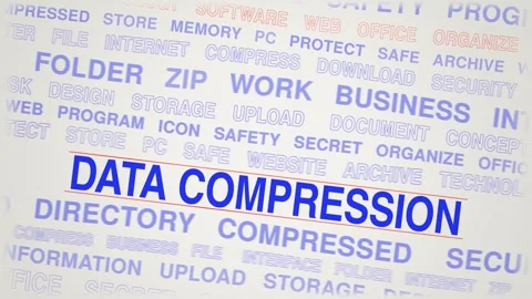 Data compression animated kinetic motion, text design animation, seamless loop Stock Footage 347000445