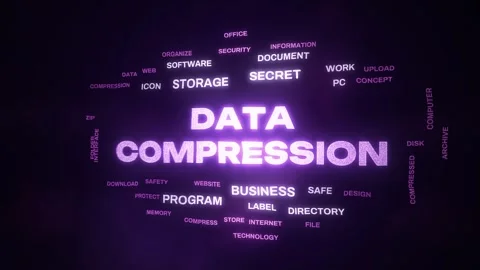 Data compression animated particle word cloud, text design animation, seamless Stock Footage 347225592