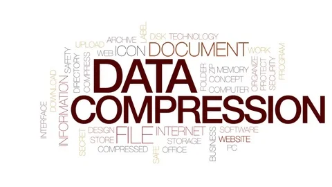 Data compression animated word cloud, text design animation. Kinetic typography. Video stock 73981193