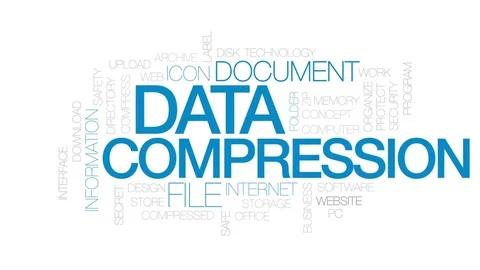 Data compression animated word cloud, text design animation.  Kinetic Video stock 73996632