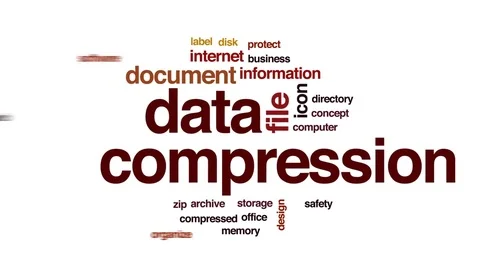 Data compression animated word cloud, text design animation. Video stock 74025548