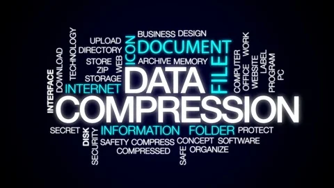 Data compression animated word cloud, text design animation. Video stock 74154393