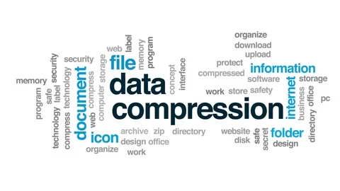 Data compression animated word cloud, text design animation. Video stock 74215055