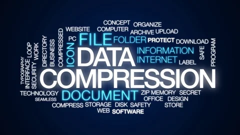 Data compression animated word cloud. Kinetic typography. Video stock 109133366