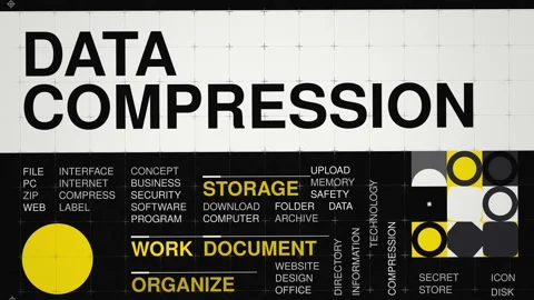 Data compression animated word cloud, swiss grid text design animation, seamless 動画素材 347507526