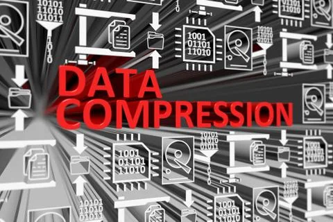DATA COMPRESSION concept blurred background 3d render illustration 스톡 일러스트