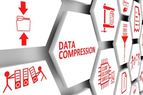 DATA COMPRESSION concept cell background 3d illustration Illustrazione stock