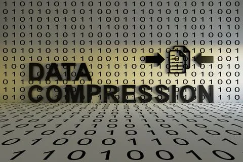 DATA COMPRESSION concept text sunlight 3D illustration Stock Illustration