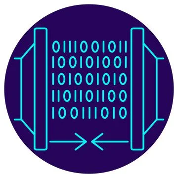Data Compression Icon. Minimalistic neon outline Illustrazione stock