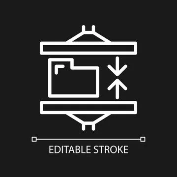 Data compression technique white linear pixel perfect icon for dark theme Stock Illustration