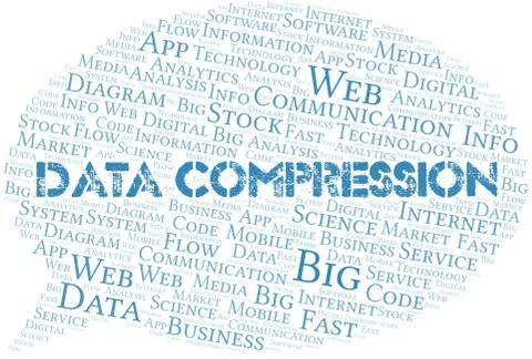 Data Compression vector word cloud, made with text only. Stock Illustration