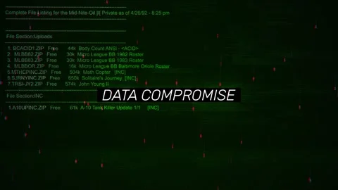 Data Compromise Text on hacking background screen Stock Footage 317057490