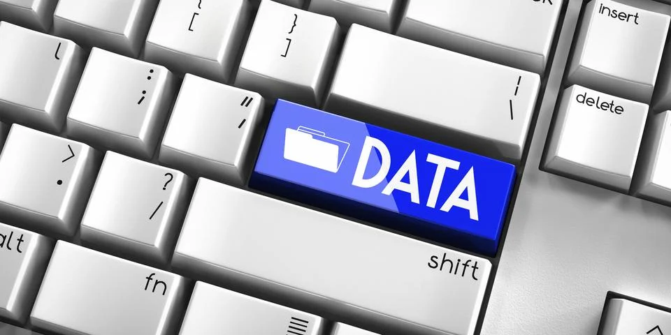 Data - computer keyboard - 3D illustration Stock Illustration