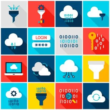 Data Computing Colorful Icons イラスト素材