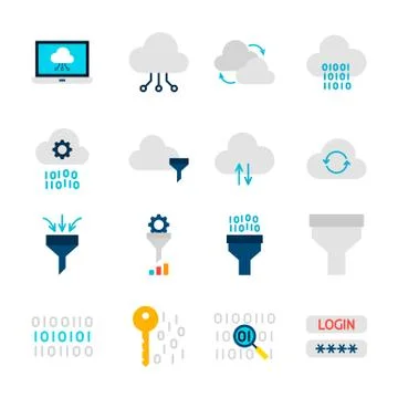 Data Computing Objects Stock Illustration