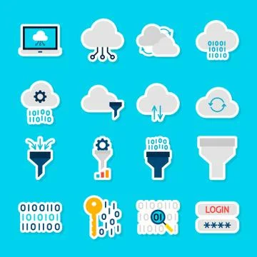 Data Computing Stickers Stock Illustration