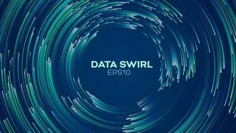 Data concentric flow. Load data vector background. Radial vortex circular tra Stock Illustration